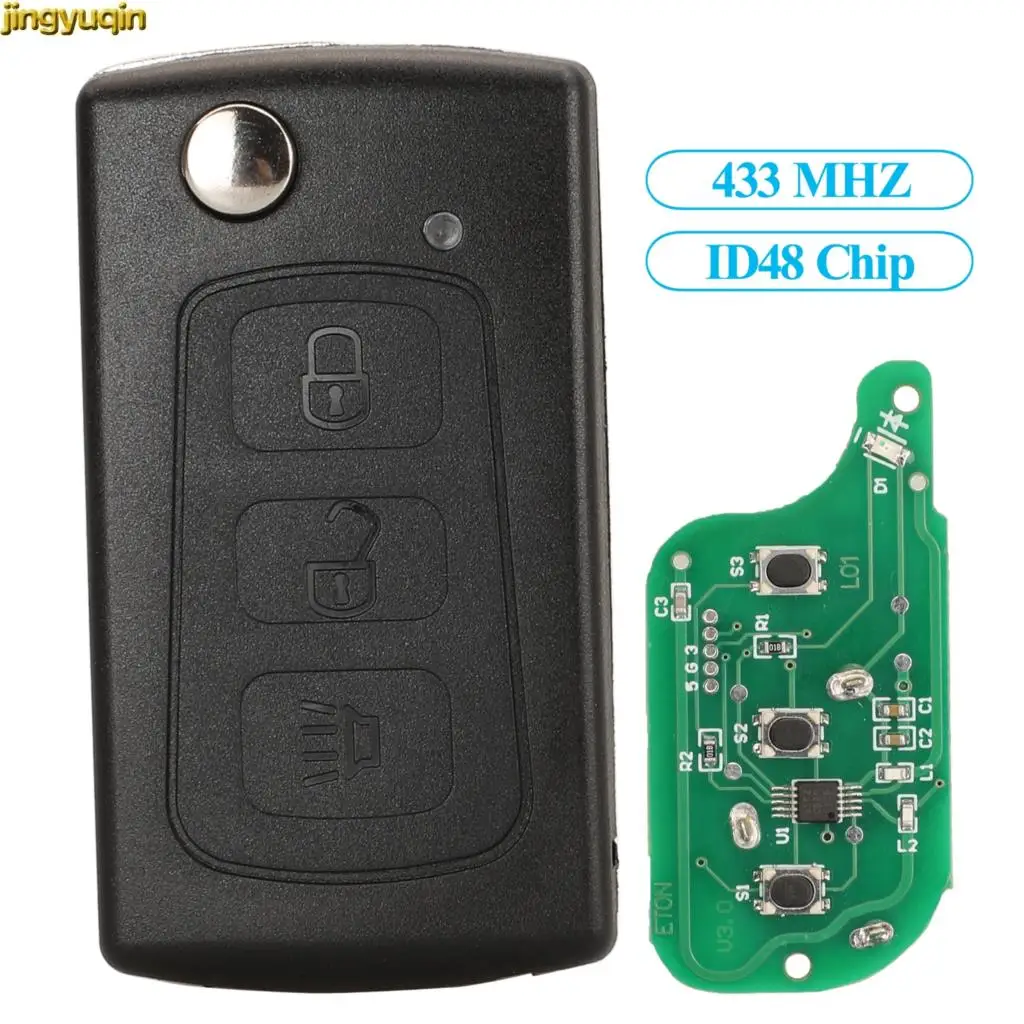 Jingyuqin Remote Flip Car Key Control Запчасти Gernuine 433 МГц ID48 Для Great Wall Haval Hover H3 H5 3 Кнопки Послепродажного Обслуживания