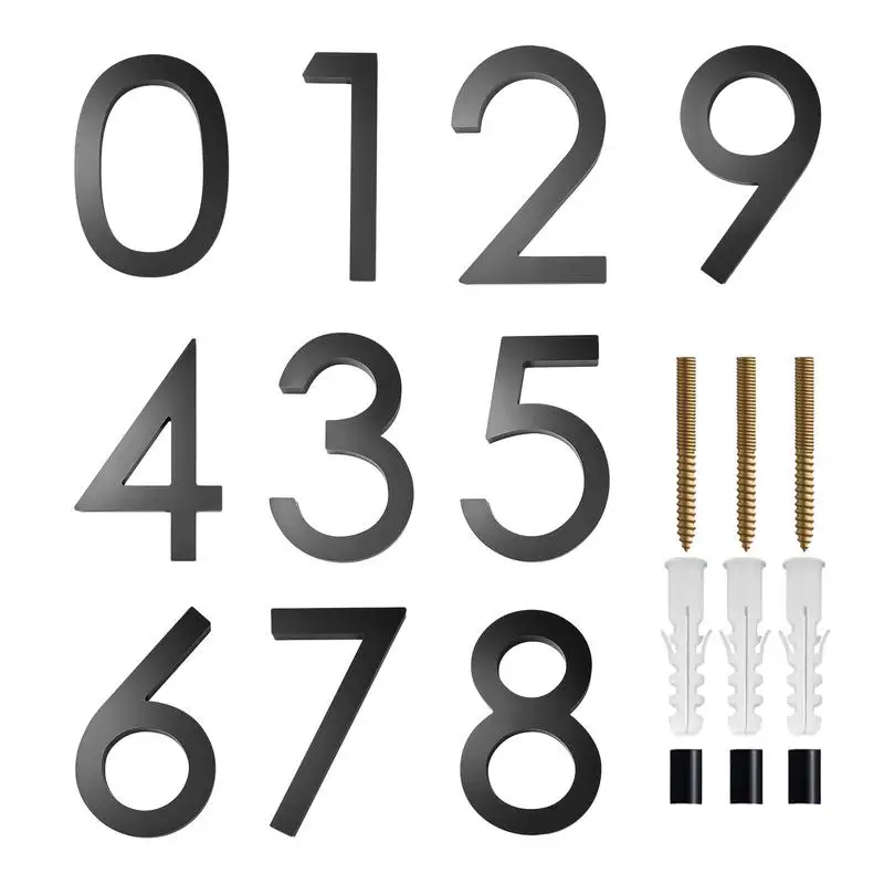 3D номера плавающих домов, черные акриловые модные номера почтовых ящиков, Антикоррозийный глянцевый номер украшения почтового ящика 152 мм