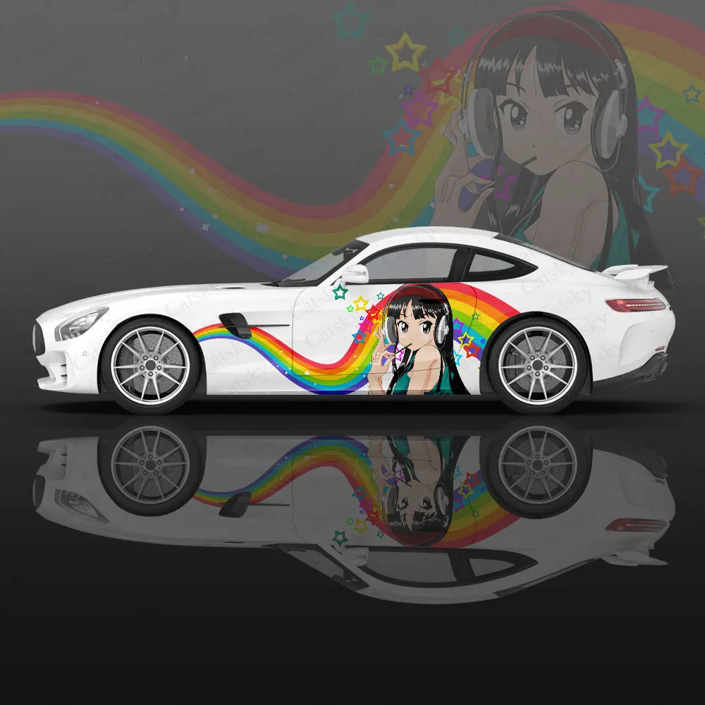 Графическая наклейка на автомобиль с изображением Радужной аниме-девушки Защищает все тело виниловой пленкой, наклейка с изображением современного дизайна, Декоративная наклейка на автомобиль