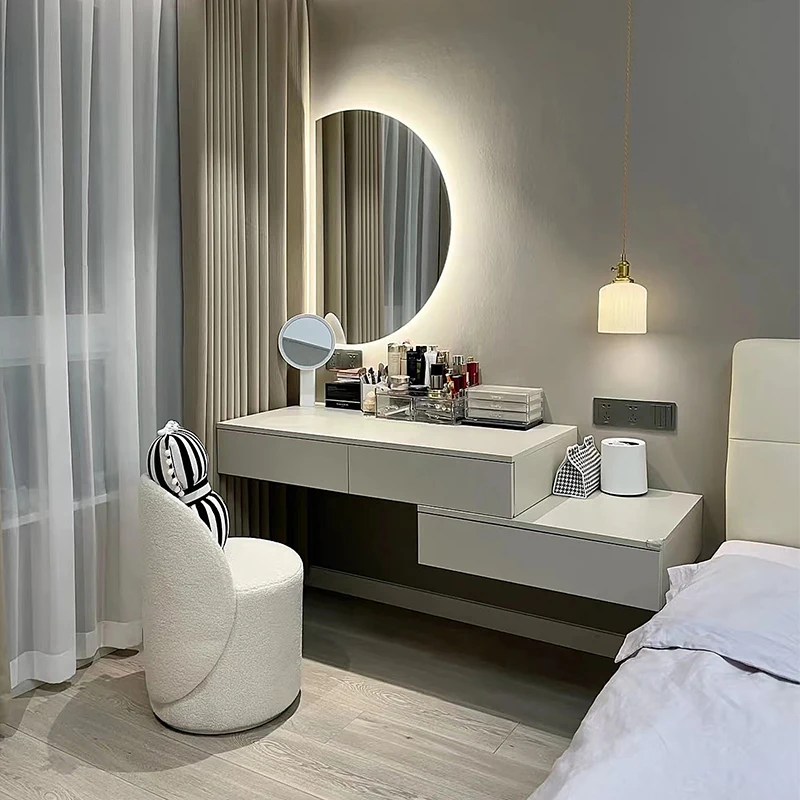 Плавающий комод Современный минималистичный Подвесной стол для спальни Компьютерный стол В кремовом стиле, настенный столик для макияжа, туалетный столик