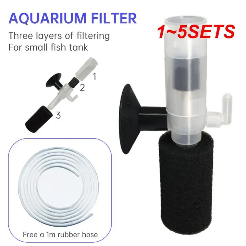1-5 КОМПЛЕКТОВ водяного пневматического фильтра для аквариума с маленькими рыбками, портативный внутренний очиститель, Аксессуары для аквариума, Бесшумные насосы с губчатым фильтром