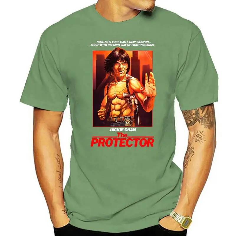 JACKIE CHAN The Protector ver. Футболка с 1 постером фильма (черный кирпич) S-3XL из 100% хлопка, Топы с круглым вырезом и коротким рукавом, футболки 2022
