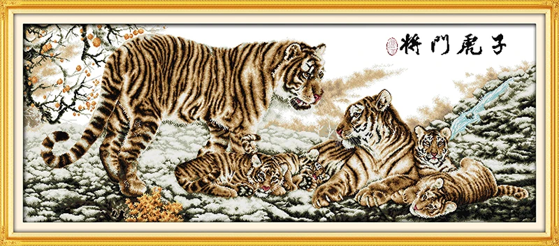 Набор для вышивания крестиком Tiger family 14ct 11ct предварительно проштампованный холст, вышивка крестиком для любителей животных, рукоделие ручной работы своими руками