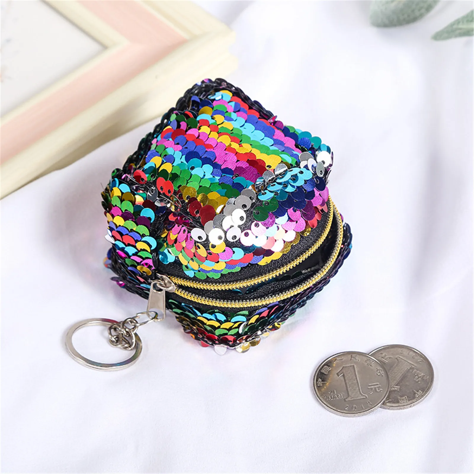 Детская сумка для монет, мини-кошелек с блестками, женская мода, мини-кошелек с блестками, сумка с брелоком, маленький подарок