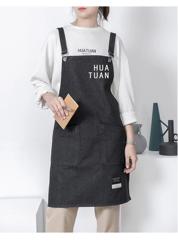 Японский Корейский джинсовый фартук хлопчатобумажная модная домашняя рабочая одежда мода для мужчин и женщин кофейня чай с молоком парикмахерская домашняя кухня