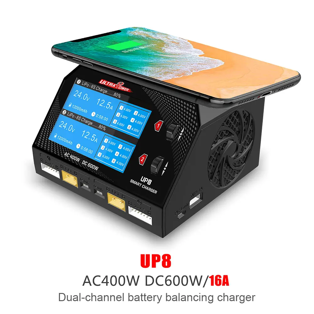 UltraPower UP8 AC 400 Вт DC 600 Вт 16A X2 Двухканальный Выход 1-6 S Зарядное Устройство Разрядник для iPhone Samsung Беспроводная Зарядка