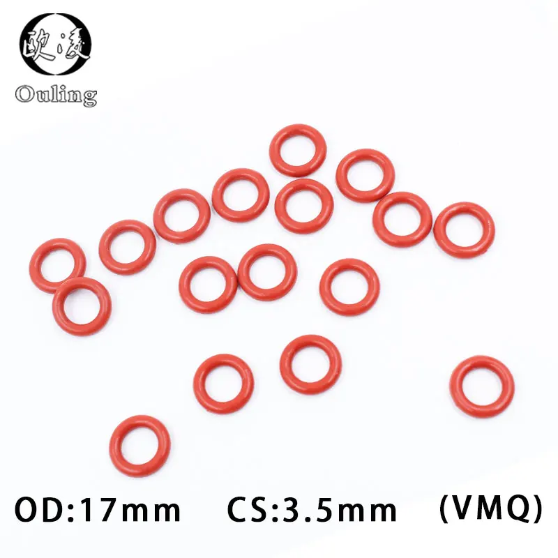 15 шт./лот Красные Силиконовые кольца Силиконовое уплотнительное кольцо VMQ CS3.5mm Толщиной OD17mm Резиновое Уплотнительное кольцо Силиконовая Уплотнительная прокладка Шайба