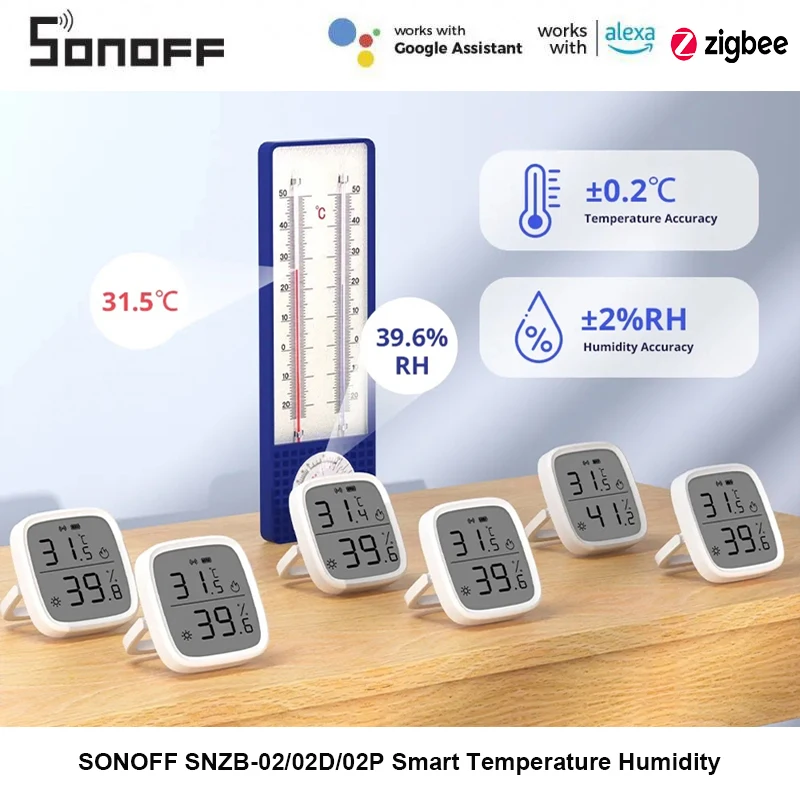 SONOFF SNZB-02/02D/02P Датчик температуры и Влажности Zigbee Монитор Комплекты Автоматизации Умного Дома Поддержка eWeLink Alexa Google IFTTT