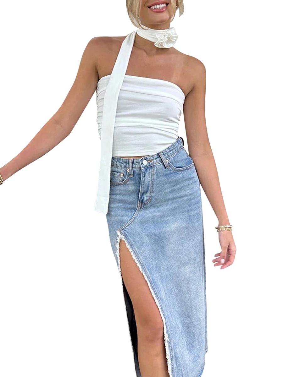 Стильные топы на одно плечо для женщин - летняя мода в стиле Y2K с 3D цветочным дизайном, идеально подходящая для клубов и прогулок.