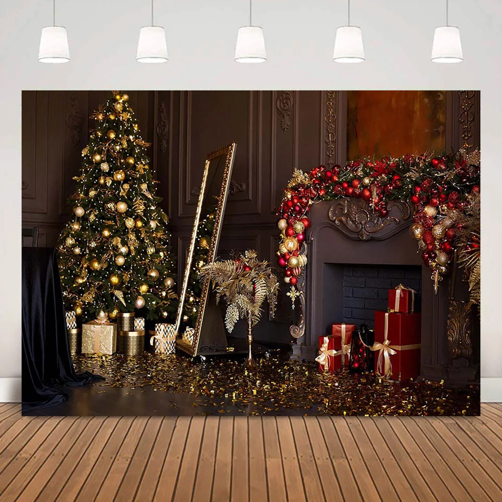 Фон для фотографий с Рождеством Христовым, подарок на Рождественскую елку, украшения для вечеринки, Винтажный настенный камин, принадлежности для фотостудии для портретов взрослых