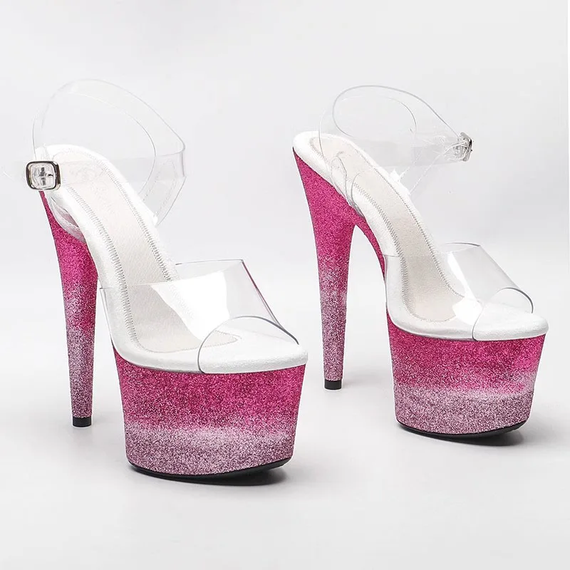 Женские босоножки из ПВХ нового цвета на высоком каблуке 17 см/ 7 дюймов, Пикантные модельные туфли для шоу и танцев на шесте 129