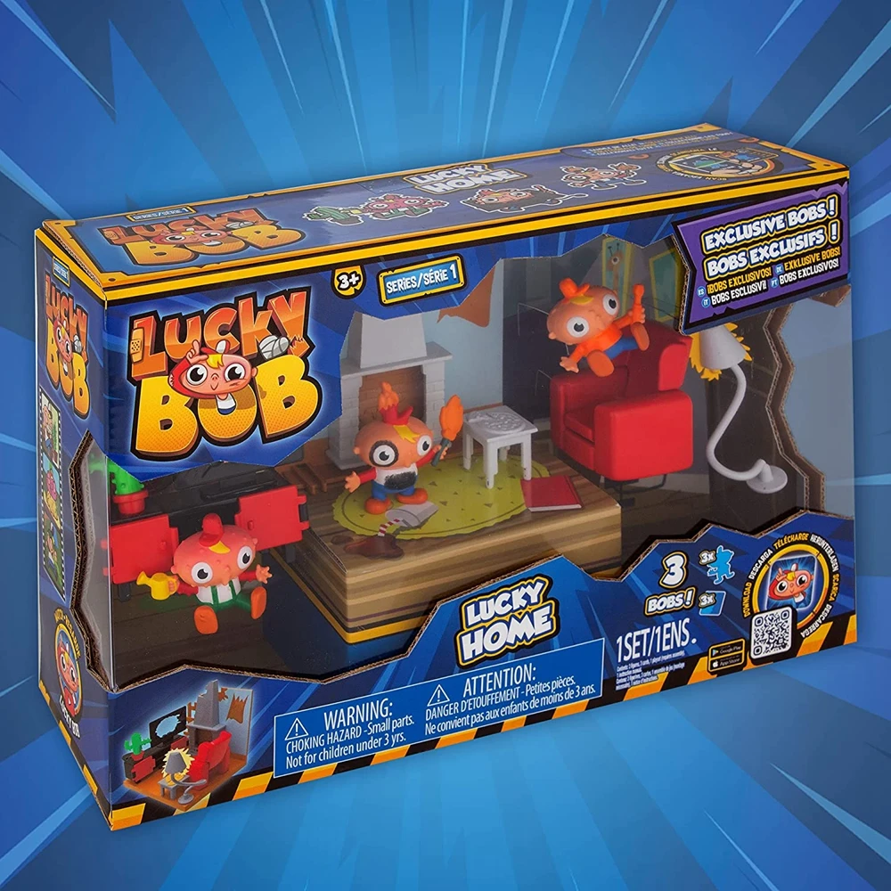 Мини-игровой набор LUCKY BOB Home Откройте для себя 3 фигурки и 3 карточки Счастливчика Боба в интерактивной гостиной Toy Gifts