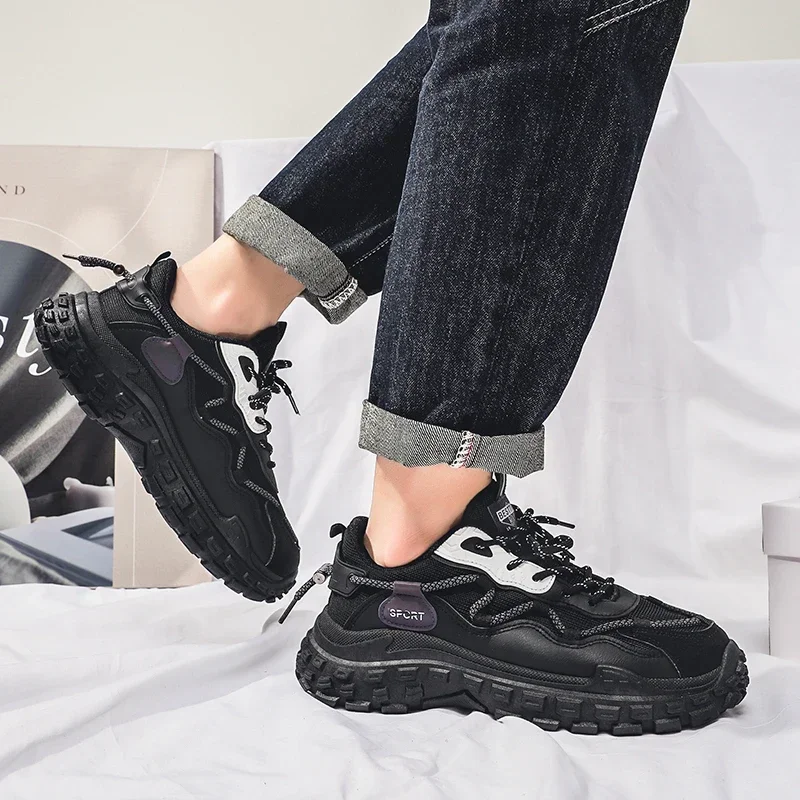 Обувь для мужчин 2023, Брендовая мужская вулканизированная обувь с перекрестной шнуровкой, модные повседневные нескользящие дышащие кроссовки на платформе с круглым носком
