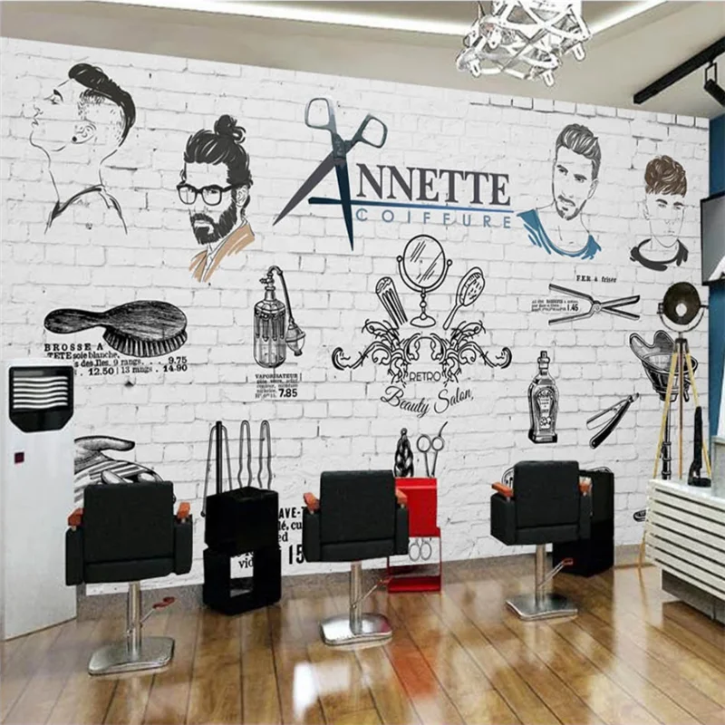Пользовательские обои 3D Европа и Соединенные Штаты ручная роспись тренд парикмахерская ТВ фон стены парикмахерская фрески