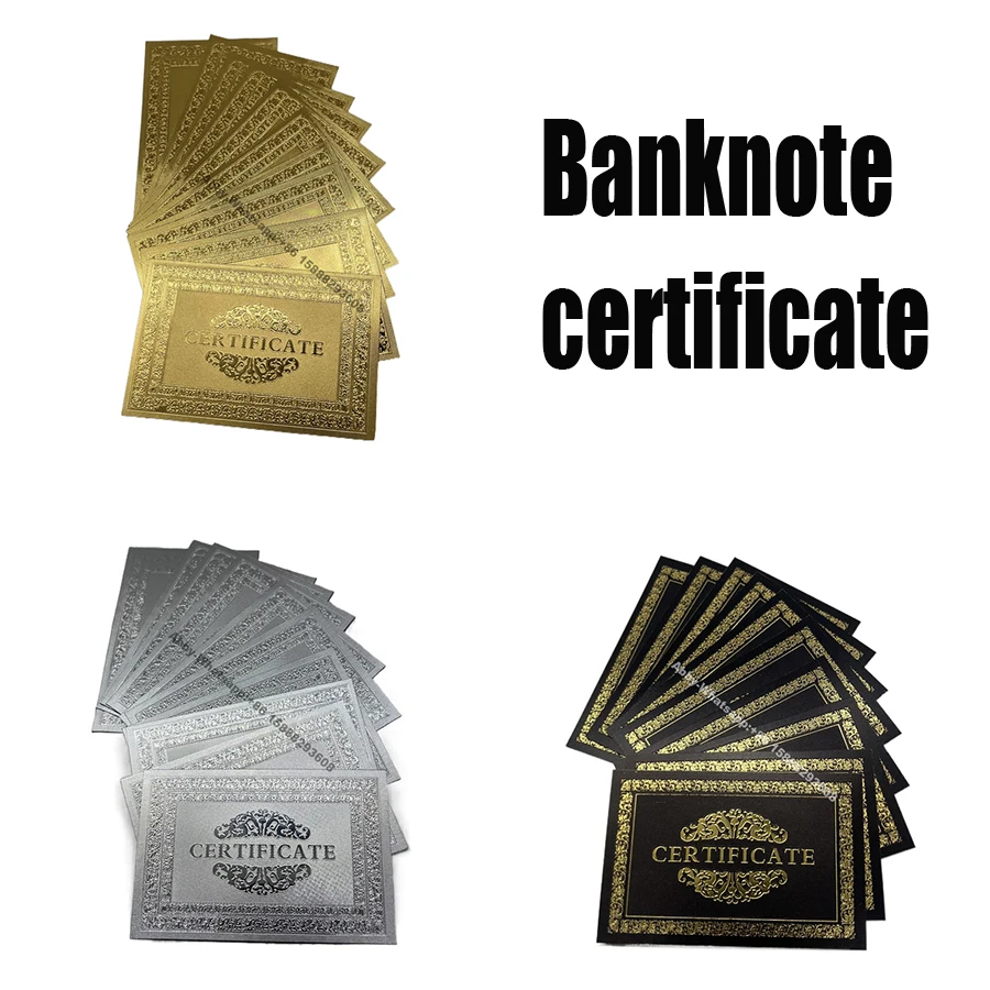 Рекламный Сертификат На Банкноту из Золотой Фольги и Сертификат на Памятную Монету Универсальный сертификат Из Позолоченного Серебра