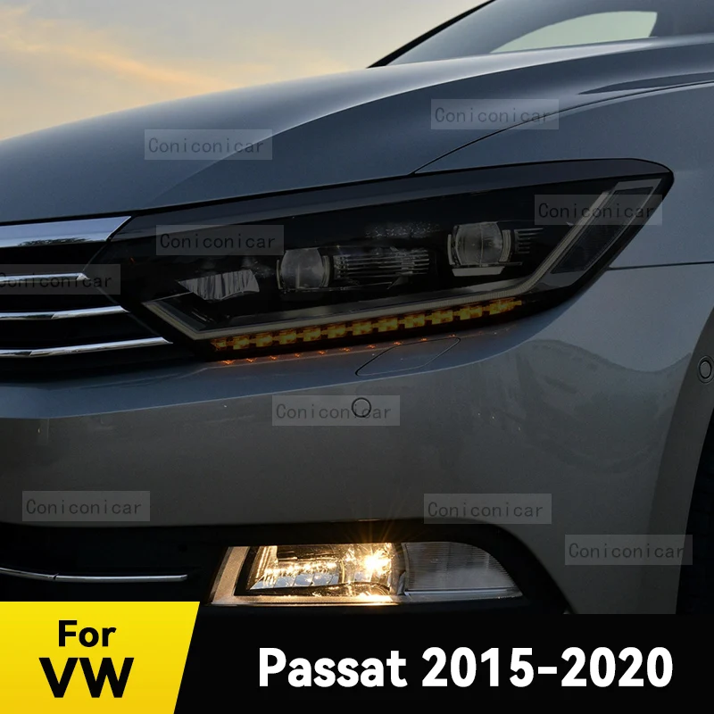 Для Volkswagen VW PASSAT 2015-2022, автомобильные фары, черная Защитная пленка из ТПУ, Изменение Оттенка переднего света, Аксессуары для изменения цвета