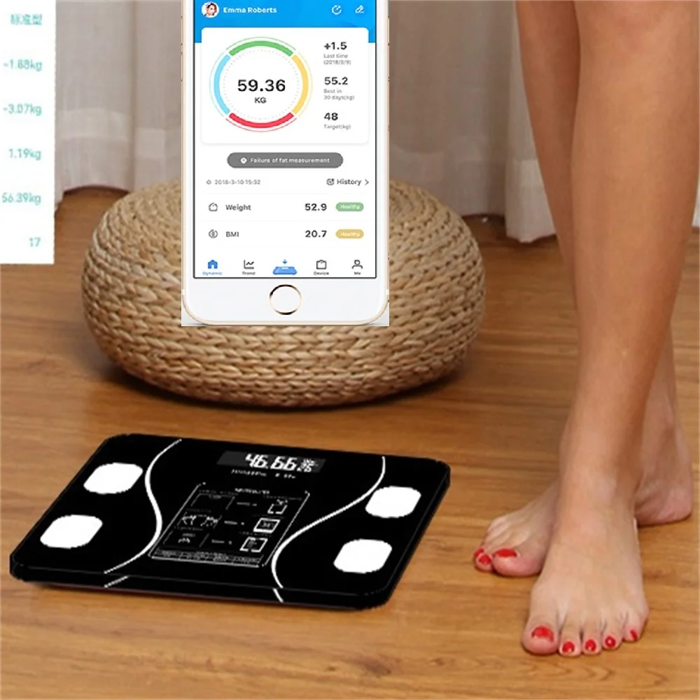 Шкала жировых отложений Bluetooth BMI Весы для тела Умные Беспроводные Цифровые весы для ванной комнаты Анализатор состава тела Весы для взвешивания