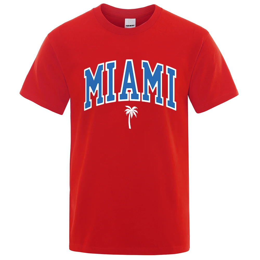 Футболки с надписью Miami Seaside City Personality Для Мужчин И Женщин, Повседневная Свободная Одежда Оверсайз, Летние Топы, Хлопковые Мужские Уличные Футболки