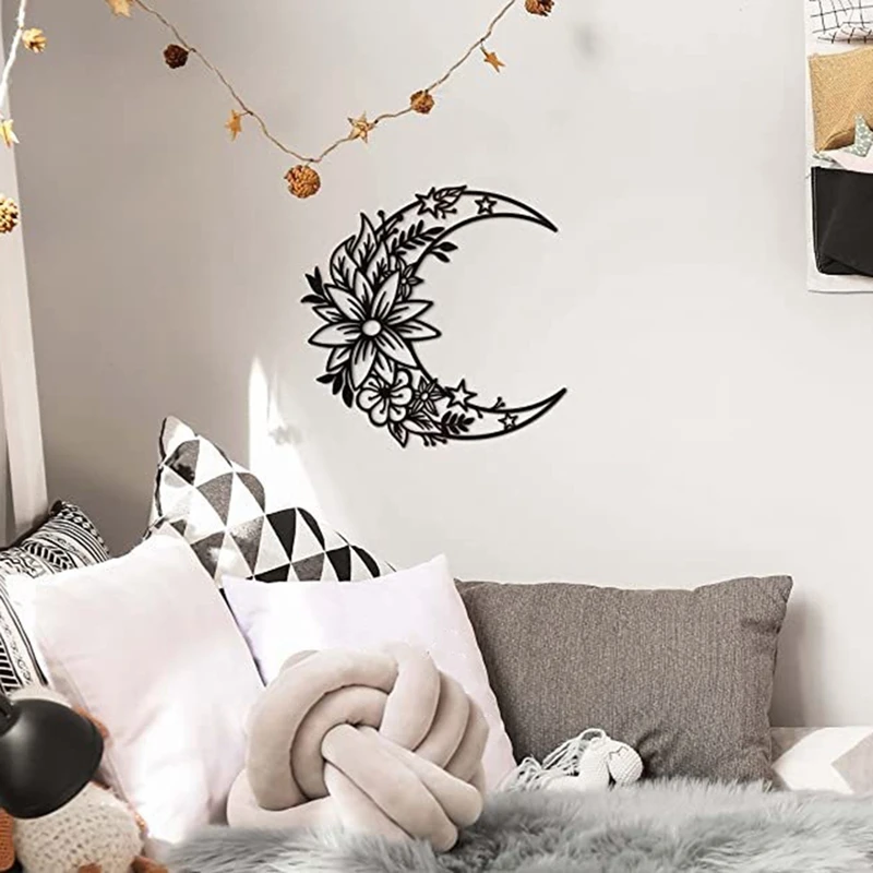 1 ШТ. Подвесной декор для стен, металлический подвесной декор в виде Луны, украшение в виде Луны на стене в виде цветка