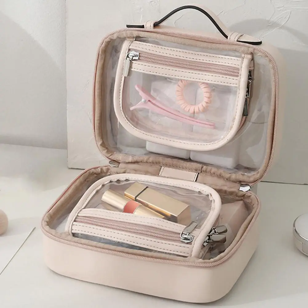 Полезная косметичка, легкая дорожная сумка-органайзер для туалетных принадлежностей, двухслойный дизайн с ручкой, косметичка для дома, принадлежности