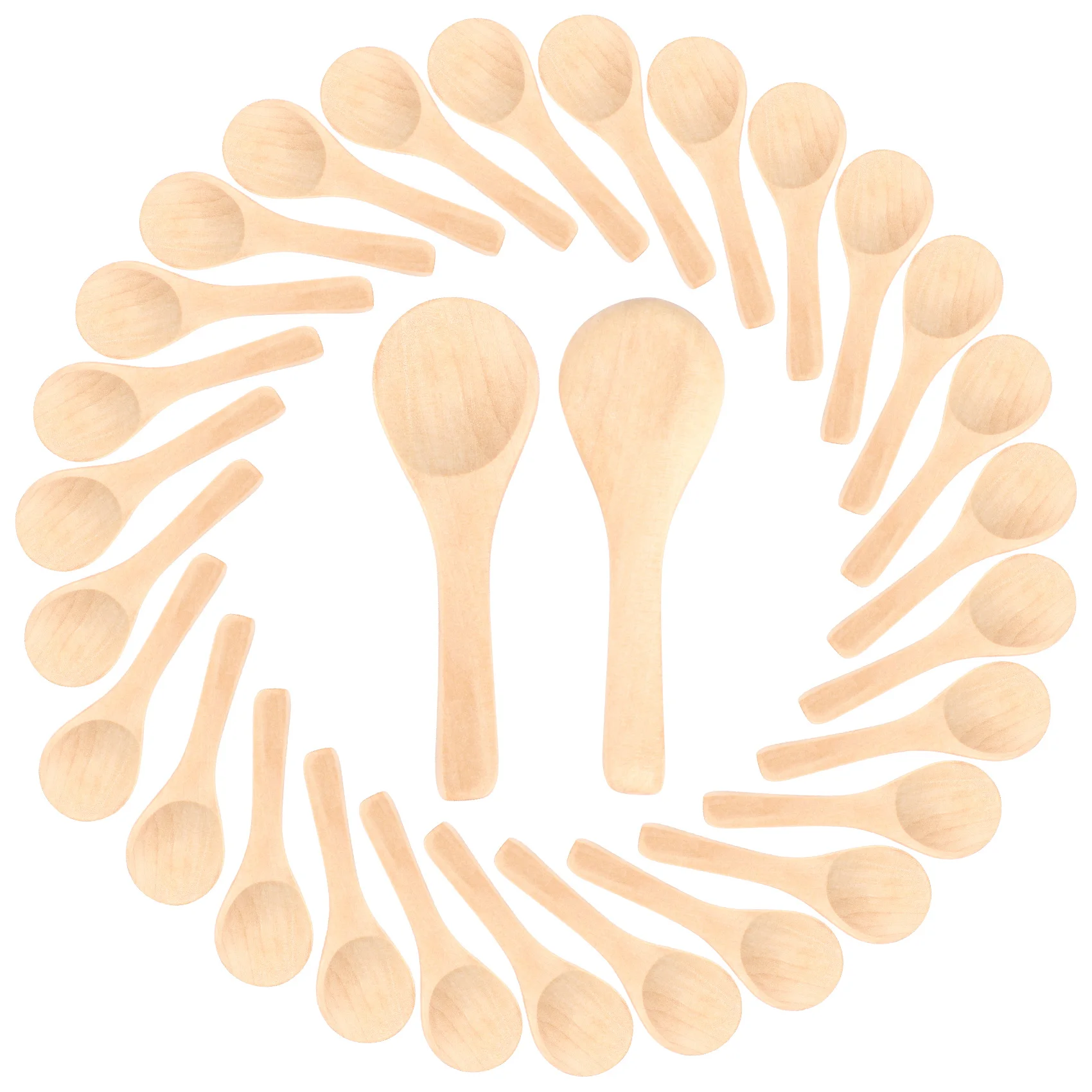 50 Штук Маленьких Деревянных Ложек Mini Nature Spoons Деревянная Чайная Ложка Для Меда Кухонные Ложки для Приправ (Светло-коричневые)