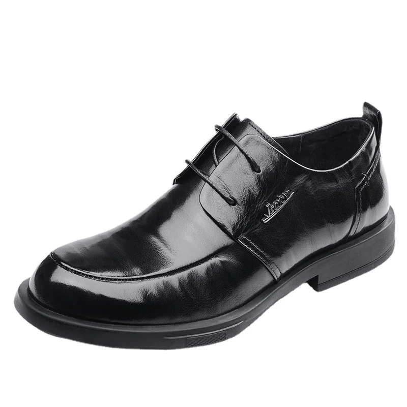 Новая британская деловая повседневная мужская официальная кожаная обувь из натуральной кожи на мягкой подошве, удобная увеличенная мужская банкетная обувь для дерби