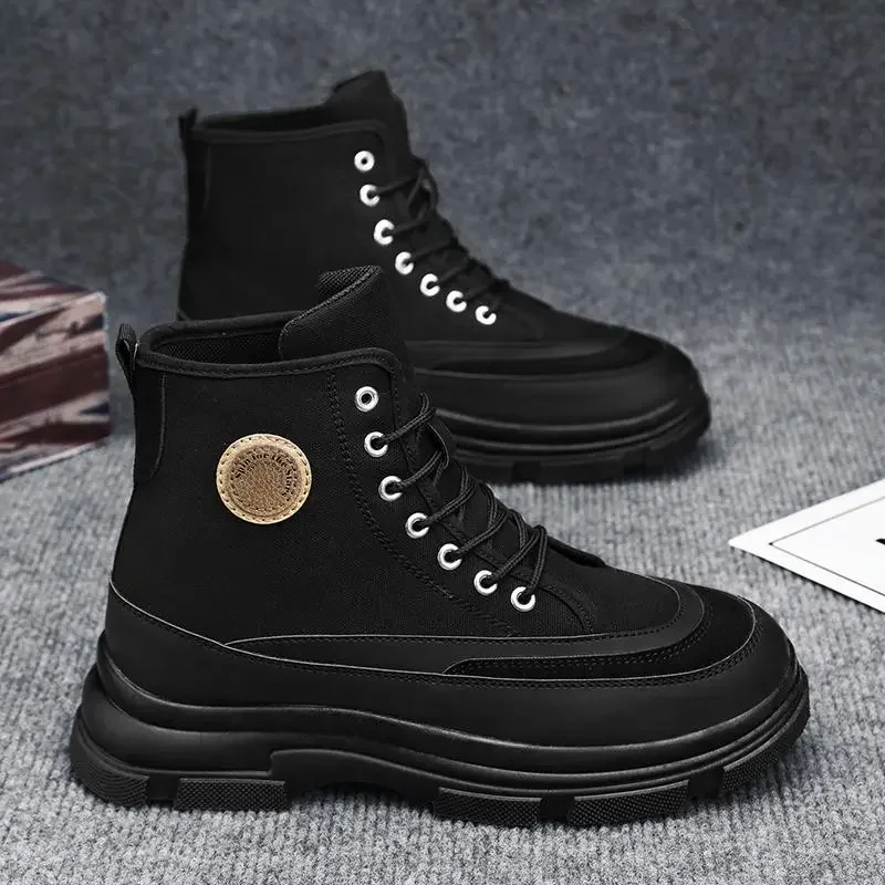 Осень 2023, Новые черные ботинки Martin, мужские мотоциклетные кожаные ботинки в британском стиле, мужская обувь в стиле ретро с высоким берцем