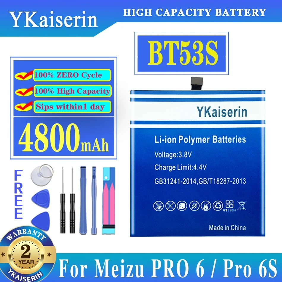 YKaiserin BT53 BT53S 4800 мАч Аккумулятор Высокой Емкости для Meizu Meizy PRO 6/PRO6/Pro 6s/PRO6s Батареи Бесплатные Инструменты