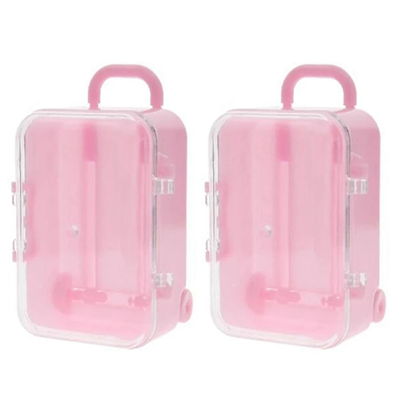 4X Розовый Мини-дорожный чемодан на роликах, Коробка конфет, Креативная Свадебная Коробка конфет