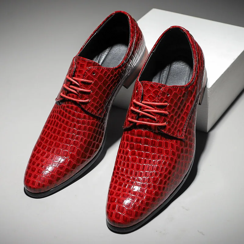 Итальянский бренд, Красные Мужские туфли Из Крокодиловой Кожи, Классические Роскошные Вечерние Модельные туфли, Мужские Кожаные Туфли-Оксфорды, Модные Свадебные туфли С Острым Носком
