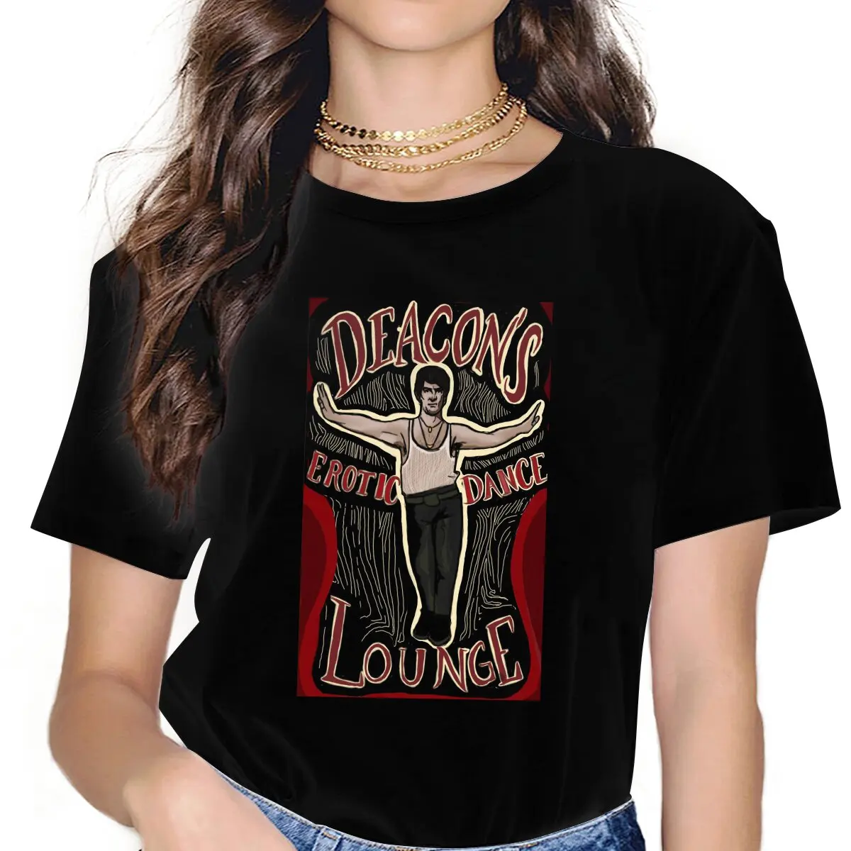 Женская одежда Deacon's Erotic Dance Lounge What We Do In The Shadows TV, футболка в готическом Стиле, Винтажный Женский Топ