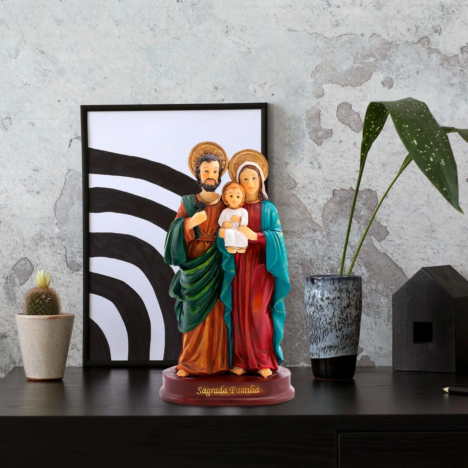 Статуя Святого Семейства, фигурка Иисуса, художественная скульптура для Рождественского рабочего стола в офисе