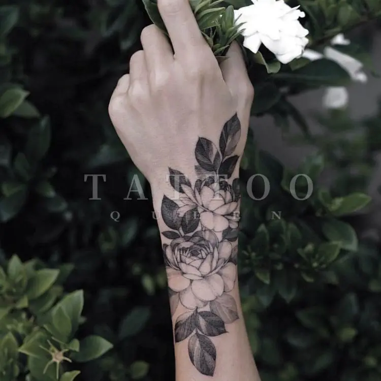 Панк-татуировки в виде цветочных листьев для женщин, сексуальная художественная татуировка, водонепроницаемая Поддельная татуировка, стойкие Цветочные Временные татуировки, наклейки