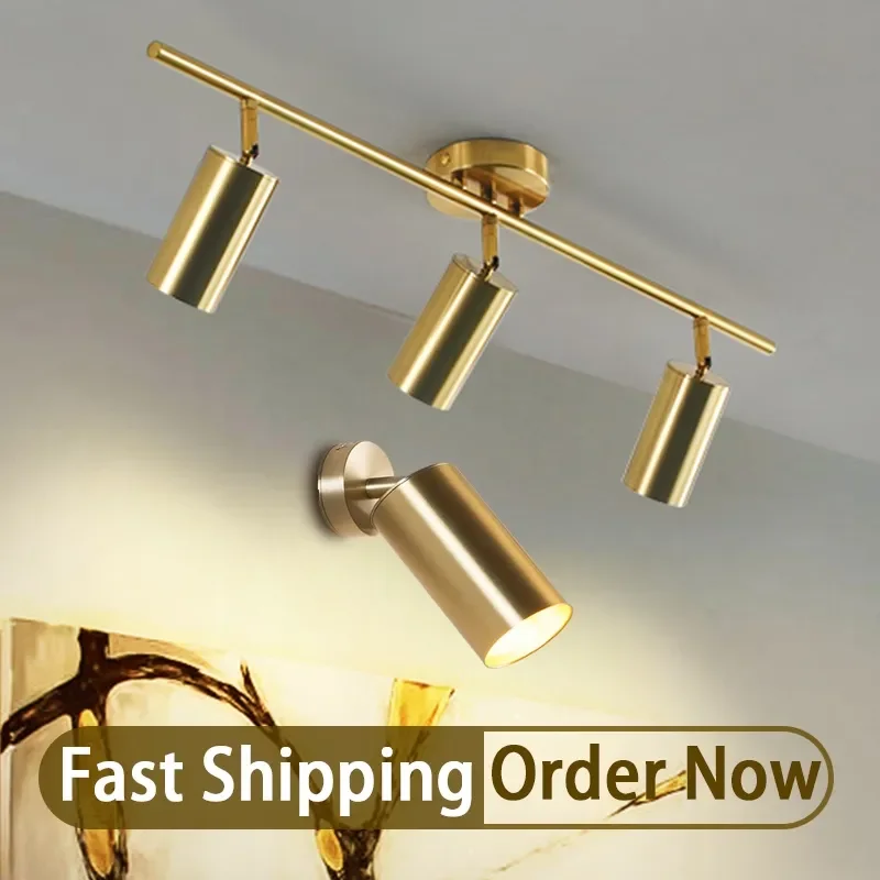 Современный Золотой светодиодный трековый светильник GU10 Алюминиевый Потолочный светильник для отслеживания освещения Магазина одежды Точечные светильники