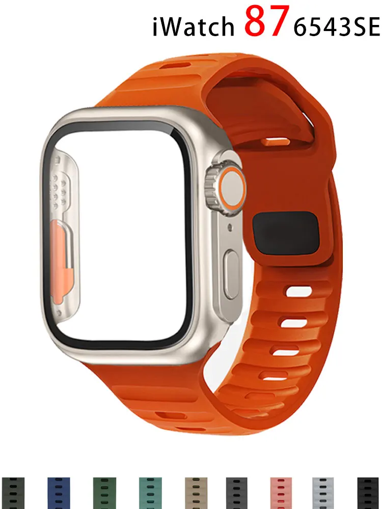 Чехол + Ремешок Для Apple Watch Band 45 мм 44 мм 42 мм 40 мм Смарт-Силиконовый Браслет Iwatch Series 3 4 5 6 Se 7 8 Заменить На Ultra Case