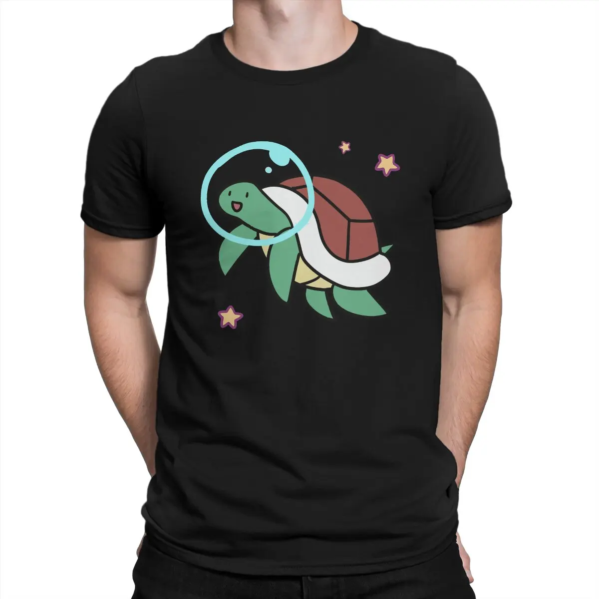 Мужские футболки Space Turtle, Забавные футболки Magical Turtle, футболки с коротким рукавом и круглым вырезом, Хлопковая одежда для подарков