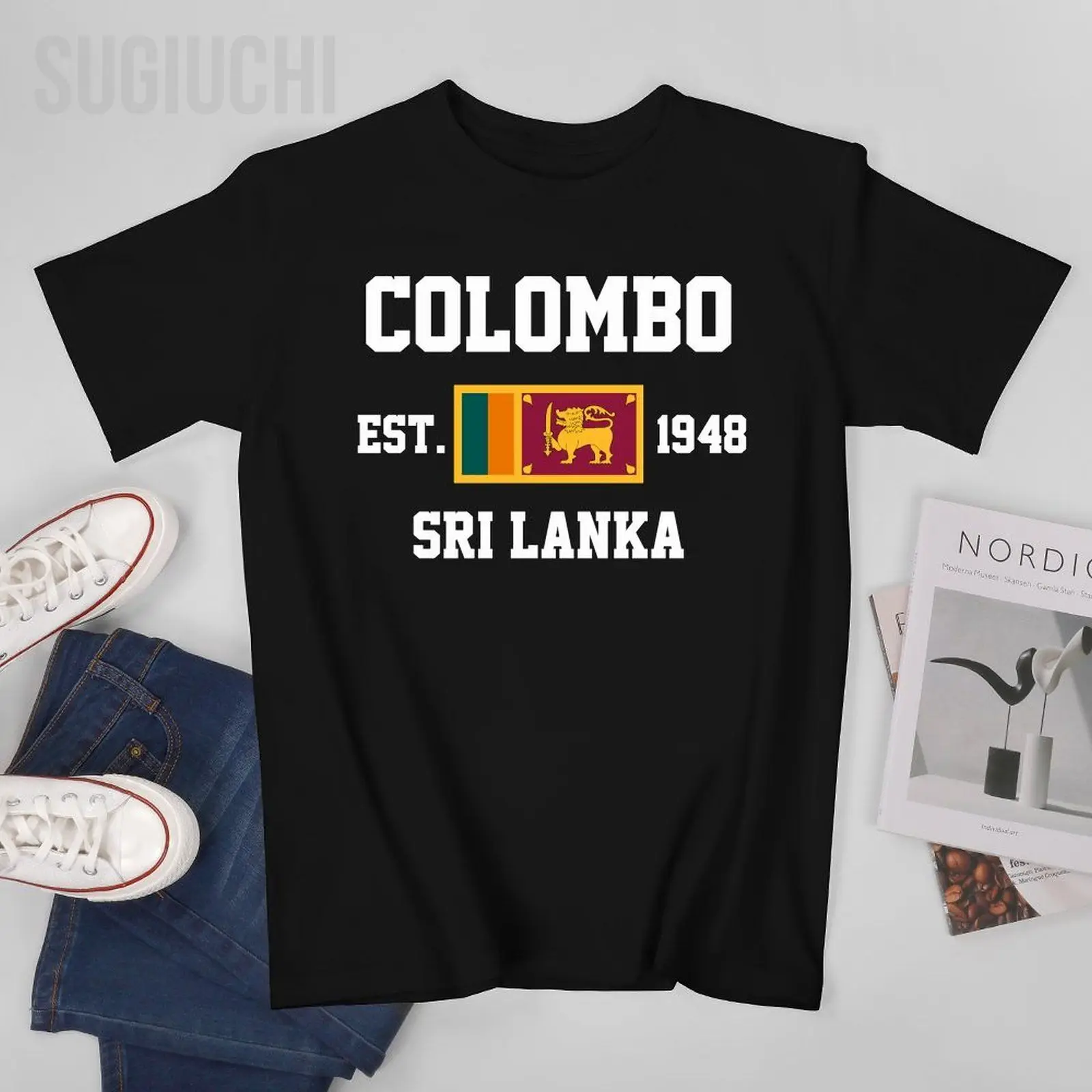 Флаг Шри-Ланки 1948 г. Коломбо Мужская футболка Тройники Футболка С круглым вырезом Футболки Женская Одежда для мальчиков 100% Хлопок