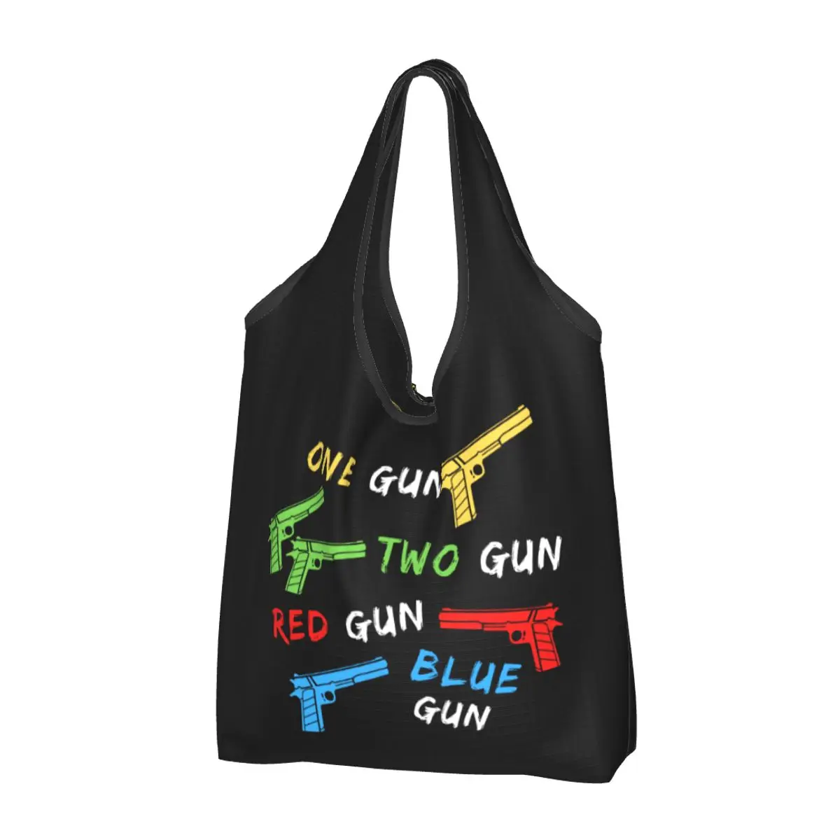 Один пистолет, два пистолета, красный пистолет, синий пистолет, продуктовые сумки, прочная большая многоразовая складная сумка для покупок, предназначенная для переработки