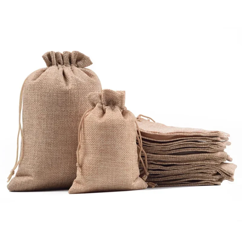 Конопляная сумка на шнурке, льняной сверток, карманные украшения, подарочная сумка для хранения, Пыленепроницаемая небольшая тканевая сумка для трав