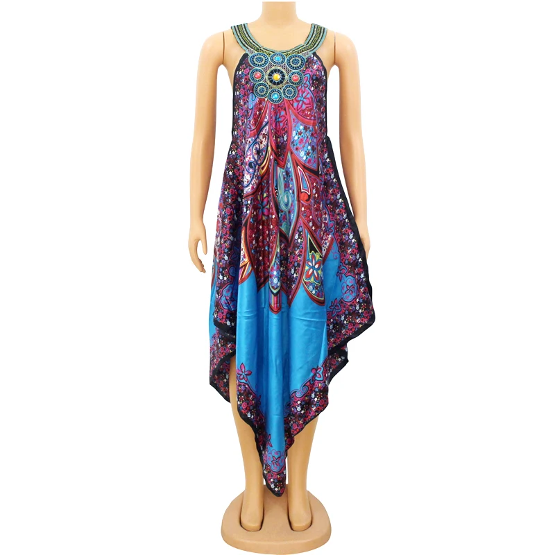 Асимметричный ремешок-спагетти с бриллиантами, богемная цветочная вышивка, женские сексуальные платья в африканском стиле для ночного клуба