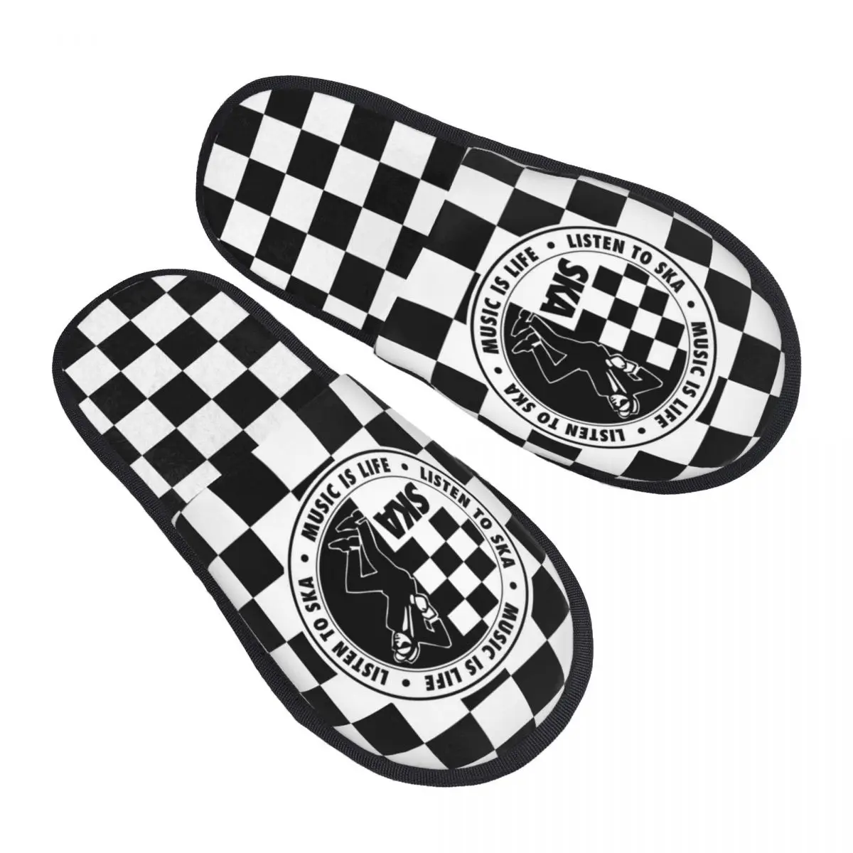 Хлопчатобумажная обувь в стиле панк с клетчатым логотипом Ska, домашние тапочки в стиле ретро в стиле панк с двумя мелодиями, удобные нескользящие горки из пены с эффектом памяти