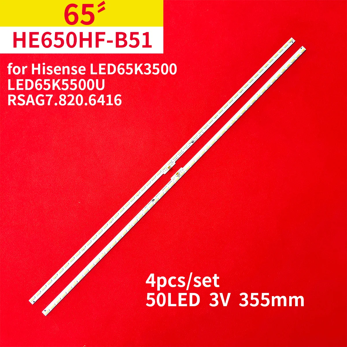 4 шт./1 комплект светодиодной ленты подсветки для 65-дюймового телевизора Hisense LED65K3500 LED65K5500U RSAG7.820.6416 HE650HF-B51