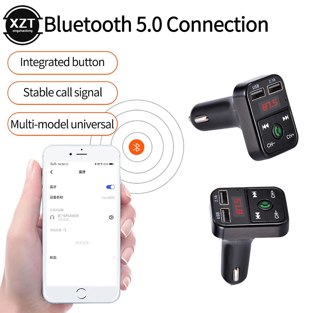 Автомобильный Комплект Громкой Связи Беспроводной Bluetooth-совместимый FM-Передатчик 5.0 ЖК-MP3-Плеер Автомобильные Аксессуары Двойное USB-Зарядное Устройство FM-Модулятор