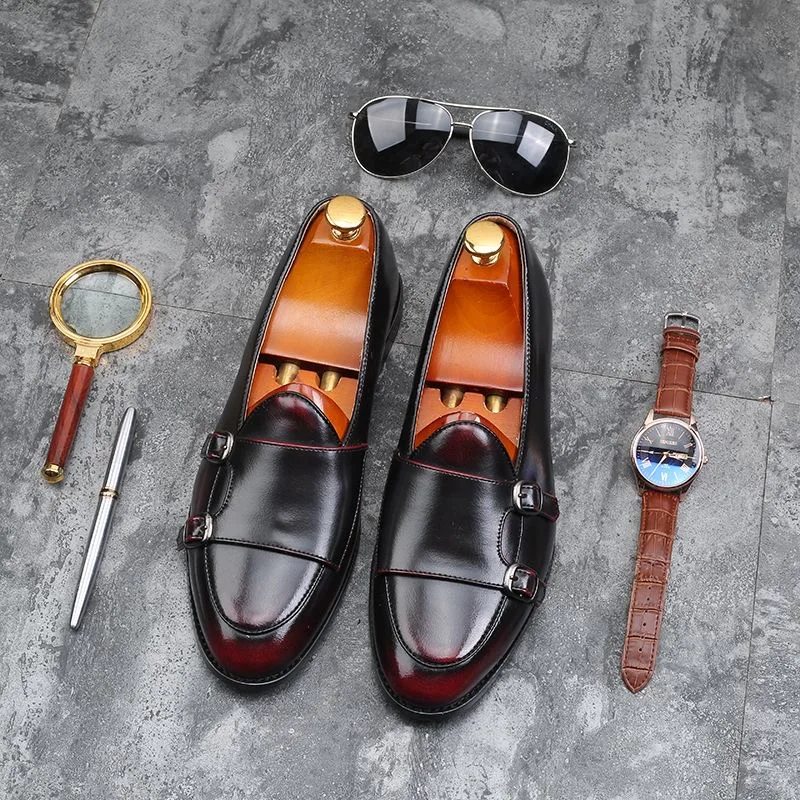 Новая роскошная брендовая мужская социальная обувь, черно-коричневая мужская обувь с монашеским ремешком, модная кожаная обувь, мужская популярная обувь для ходьбы