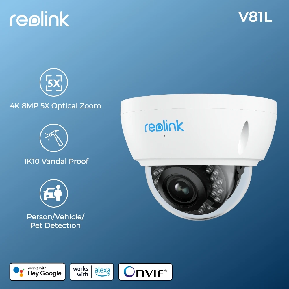 [Отремонтированная камера] Reolink 4K PoE 8-Мегапиксельная IP-камера наблюдения С 5-кратным Оптическим Зумом IK10 Взрывозащищенные Наружные Камеры Безопасности