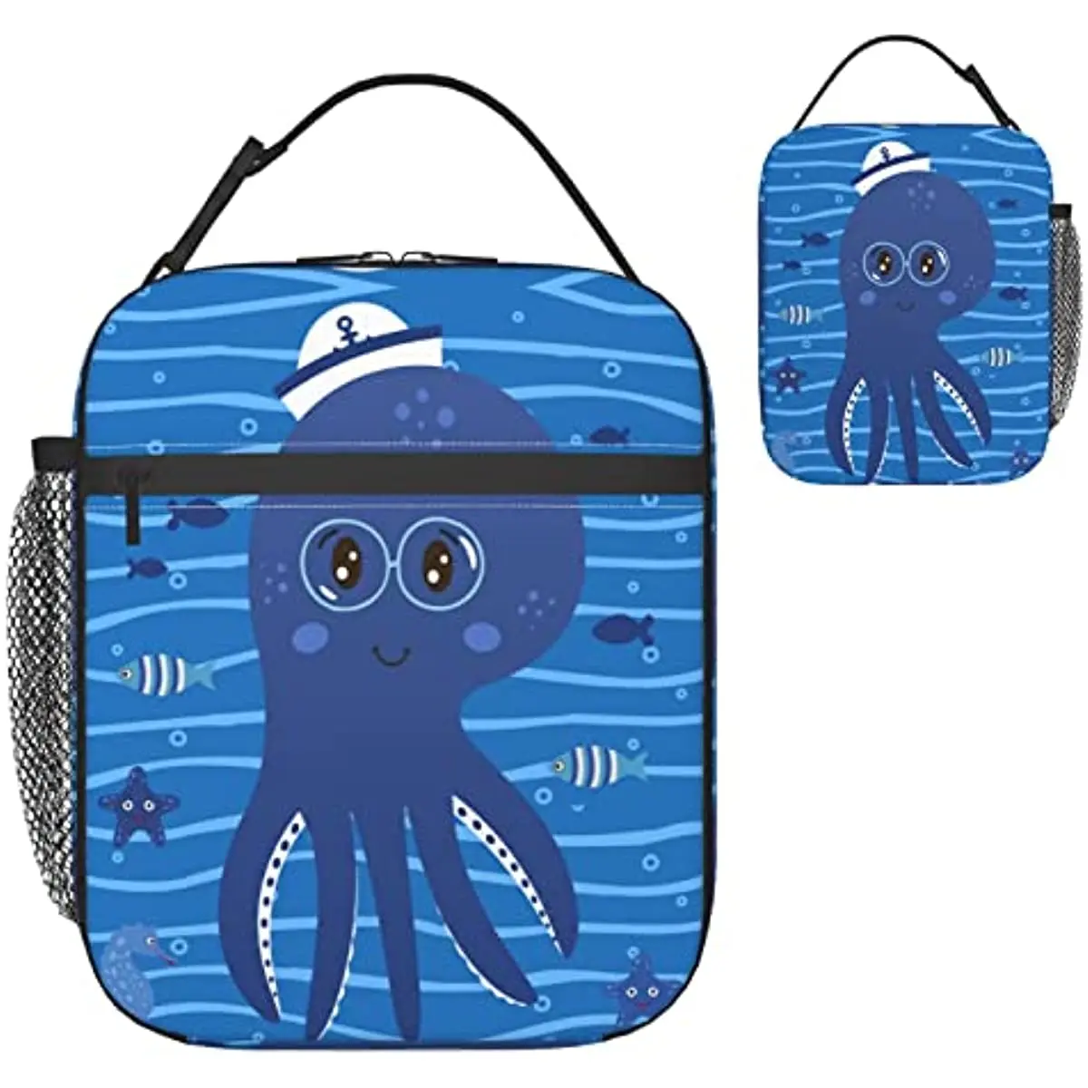 Женская сумка для ланча с изоляцией Octopus Ocean, многоразовый ланч-бокс с карманом для работы, пикника, путешествий, сумки для ланча для женщин и мужчин