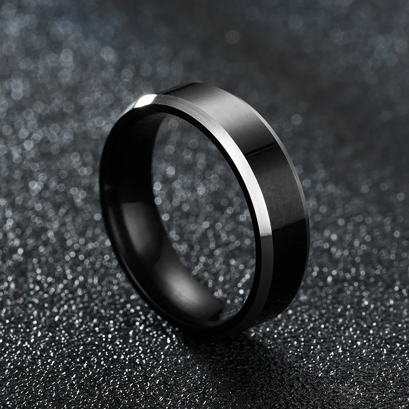 2023 Модное Мужское кольцо из титана, нержавеющей стали, Черное кольцо из титановой стали, Пара колец