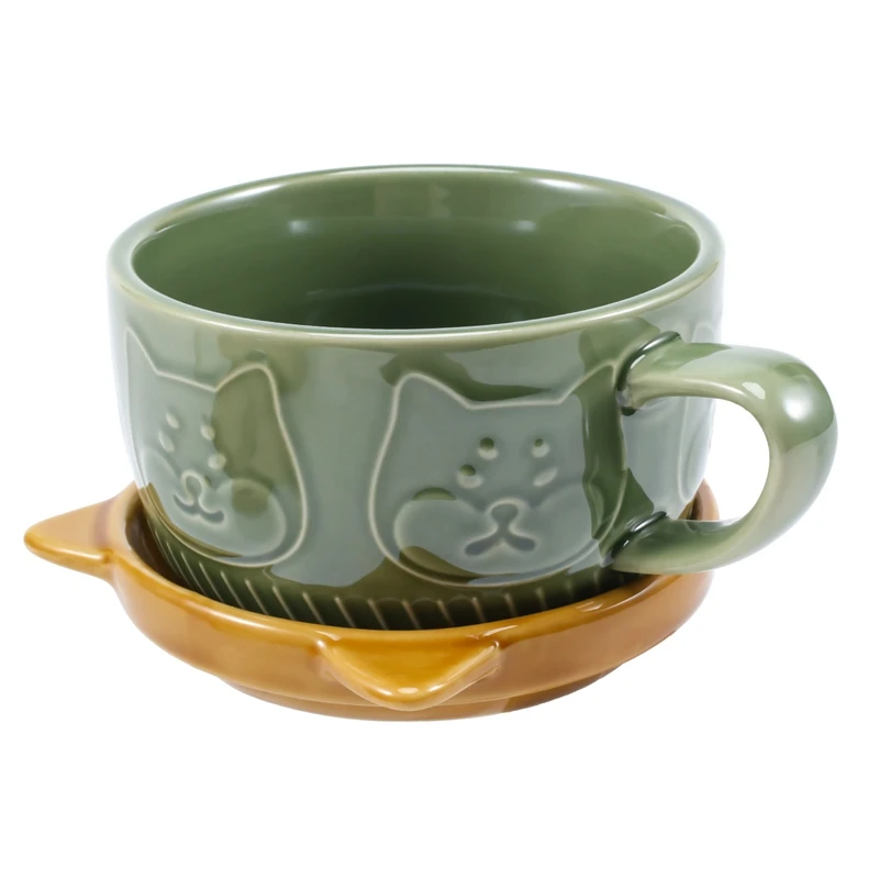 Японская Милая кружка, креативная керамическая Кофейная чашка с пандой Сиба-Ину с крышкой, Чашка для завтрака с молоком для домашней пары, Чашка для воды