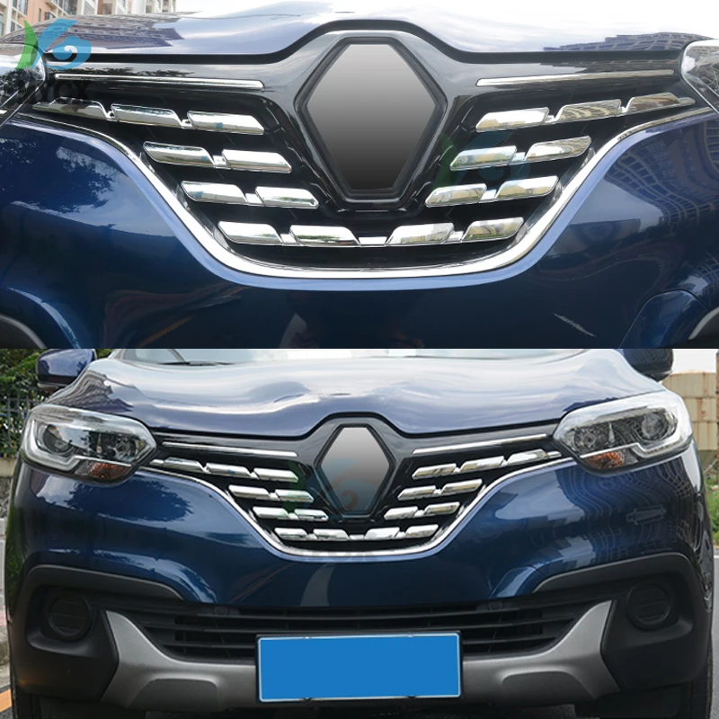 Для Renault Kadjar 2015-2017 2018 ABS Стайлинг автомобиля Решетка переднего бампера двигателя Верхняя Центральная Решетка Радиатора Аксессуары для отделки 7шт