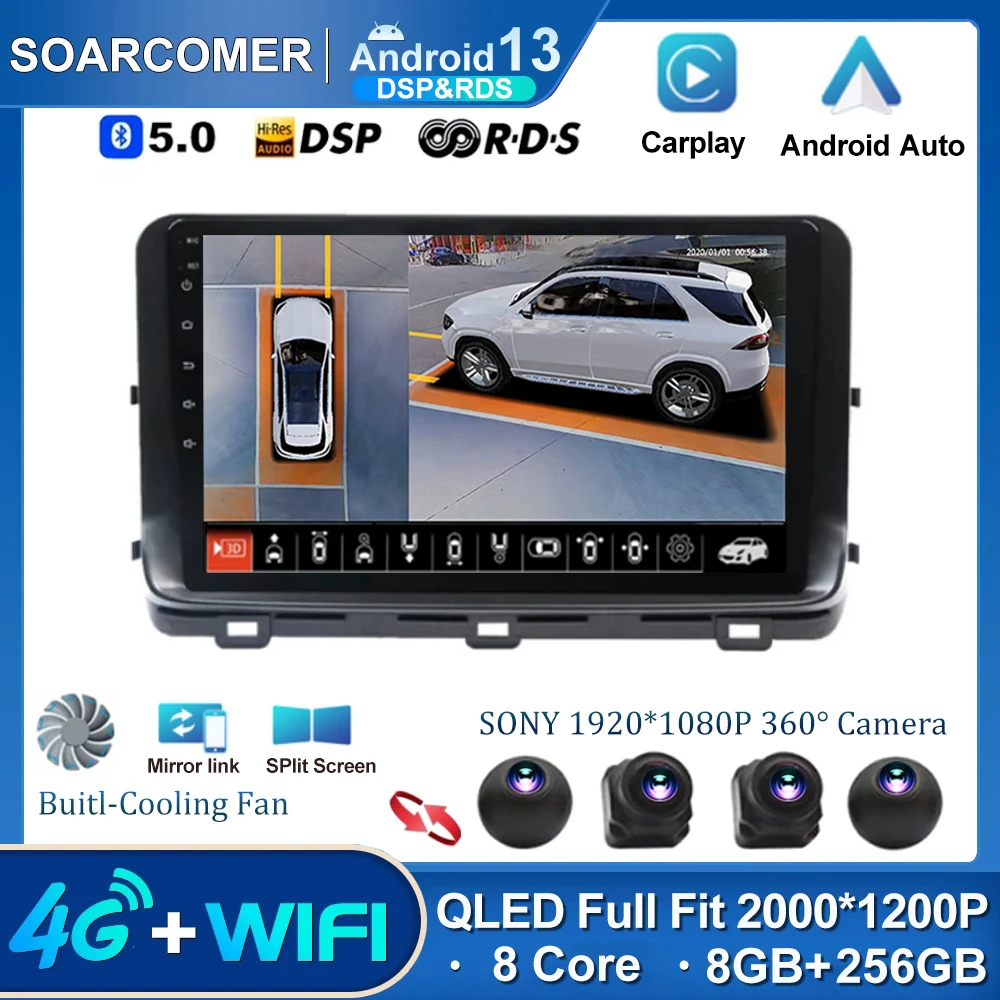 360 Камера SWC BT Для Kia Rio 4 IV FB 2020 - 2021 Автомобильный Радио Мультимедийный Видеоплеер Навигация GPS Android 13 Без 2Din Без Dvd
